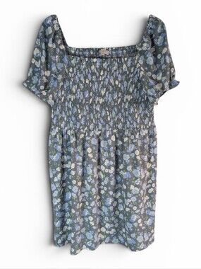 LOFT Smocked Blue Floral Dress Sz.XL